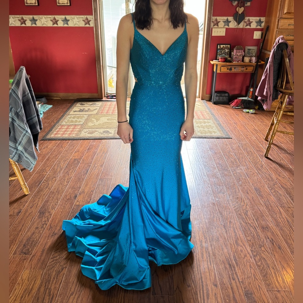 Sherri Hill Turquoise Prom Dress